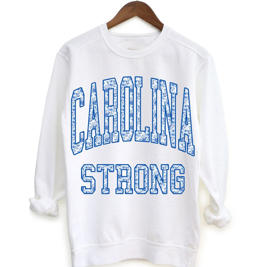 CAROLINA STRONG *SWEATSHIRT/STACKED BLUE FLORAL*