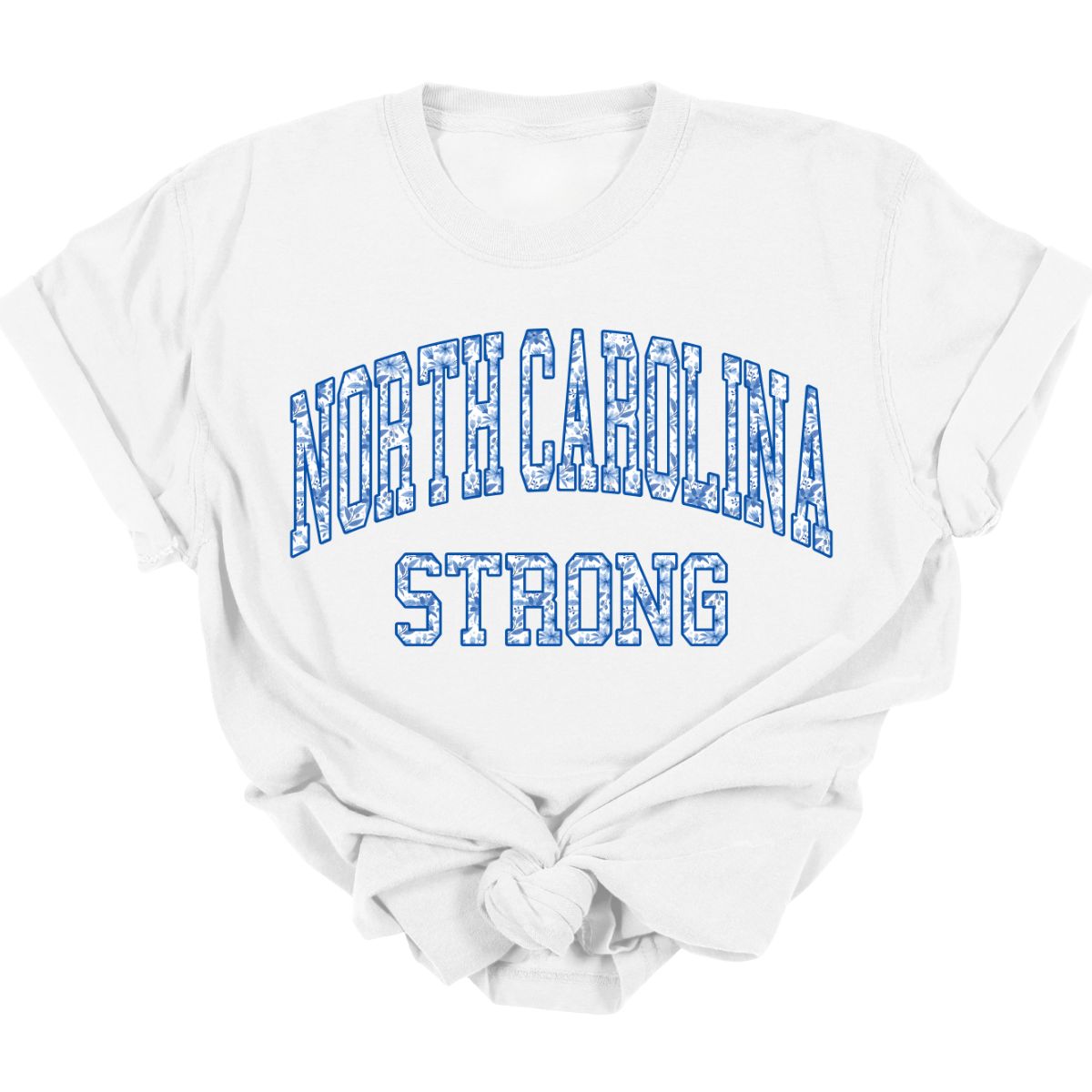 NORTH CAROLINA STRONG *SHORT SLEEVE/STACKED BLUE FLORAL*