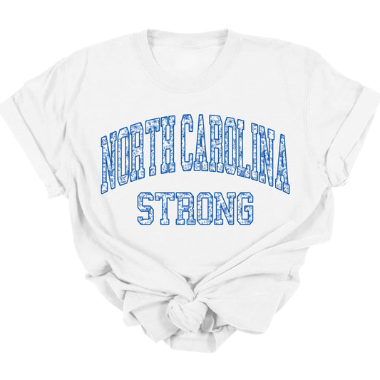 NORTH CAROLINA STRONG *SHORT SLEEVE/STACKED BLUE FLORAL*