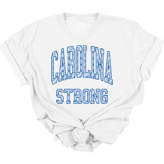 CAROLINA STRONG *SHORT SLEEVE/STACKED BLUE FLORAL*