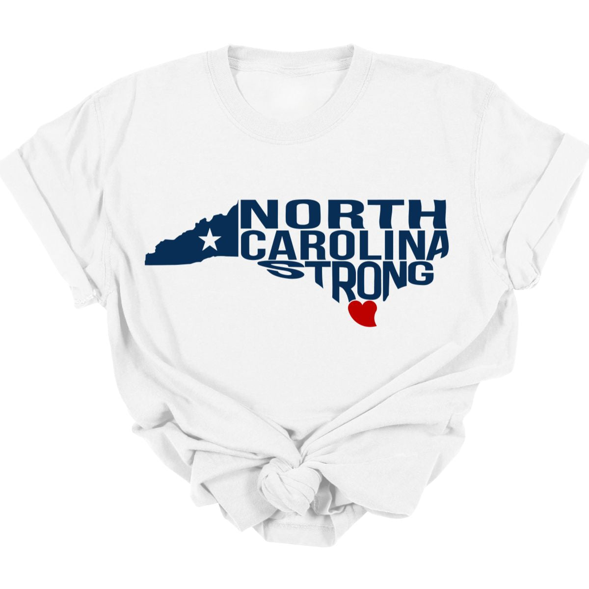 NORTH CAROLINA STRONG *BLUE TEXT W/ RED HEART*